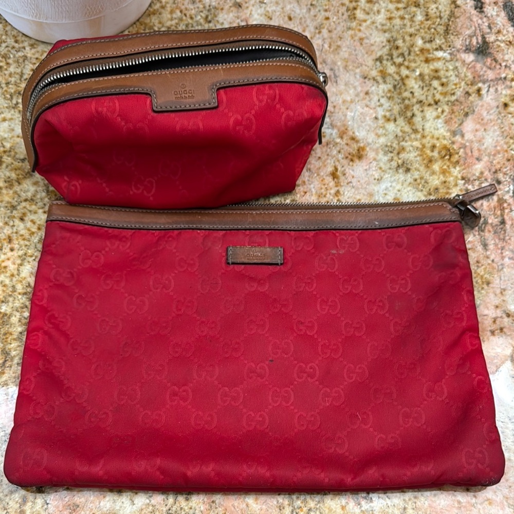 Gucci Red Cosmetic Bag Set